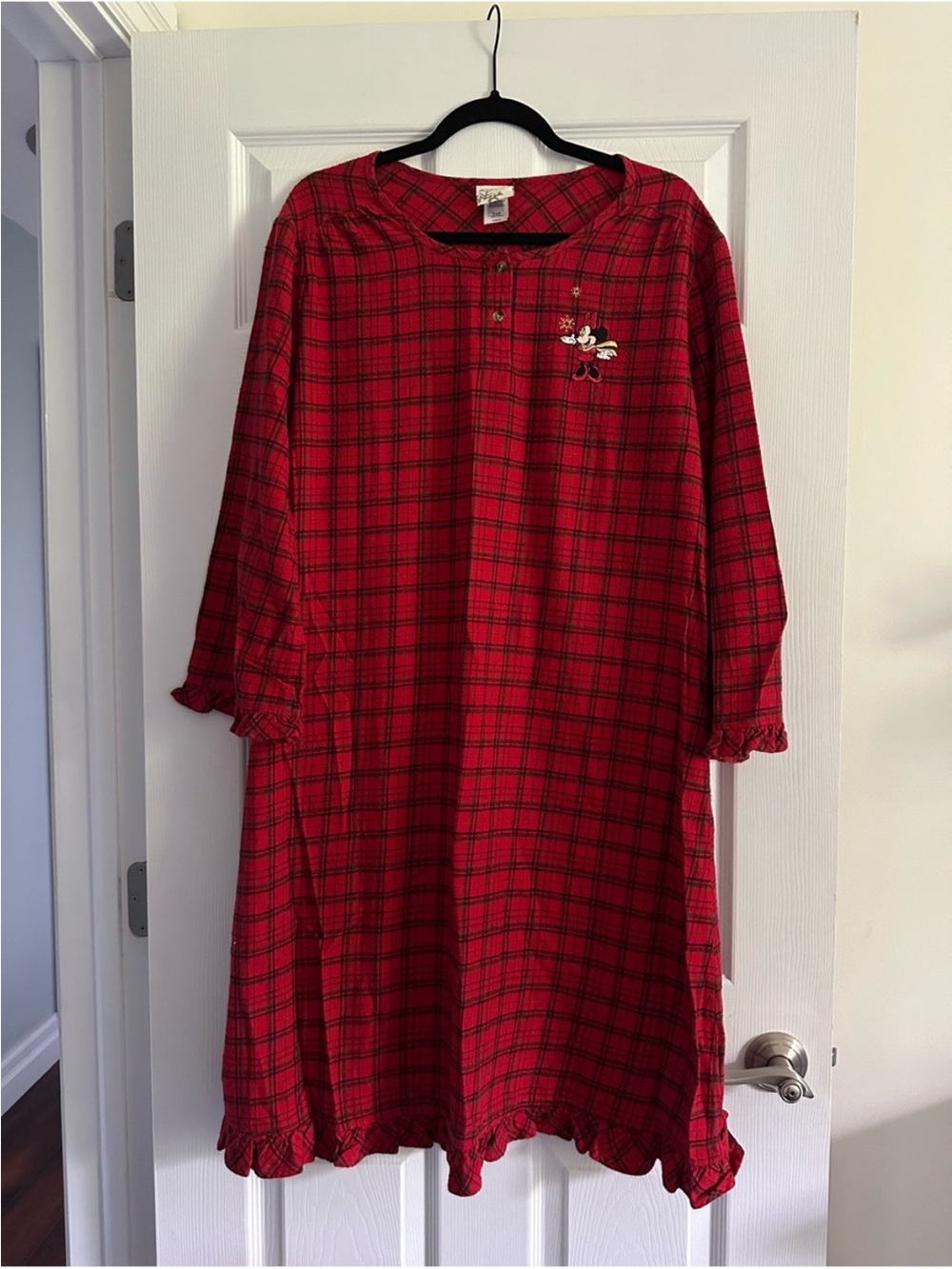 Size L Disney Store Women’s Vintage Minnie Mouse Plaid Nightgown Christmas